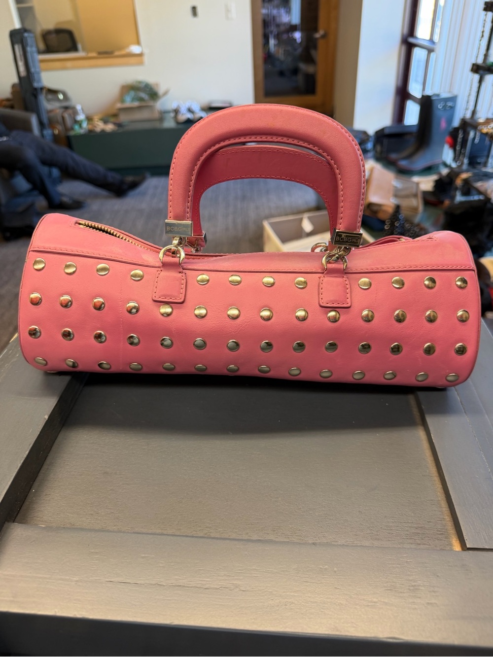 Pink Studded Top-Handle Women's Bag